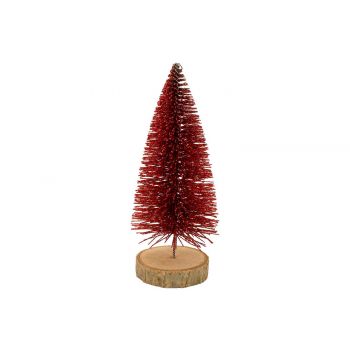 Cosy @ Home Weihnachtsbaum Glitter Wood Base Rot 6x6